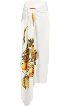 Salvatore Ferragamo Fruit-print draped skirt