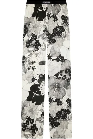 Tom Ford Logo-waistband floral-print trousers