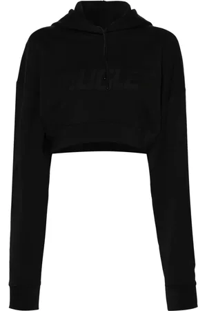 MUGLER Logo-raised cropped hoodie