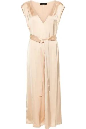 Fabiana Filippi V-neck satin-finish belted dress