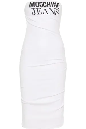 Moschino Logo-print strapless midi dress