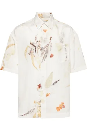 Feng Chen Wang Leaf-print silk shirt