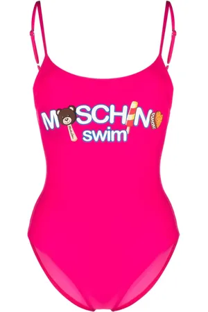 Moschino logo-lettering Belted Swimsuit - Farfetch