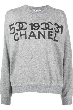CHANEL 1990-2000s logo-print wool sweatshirt