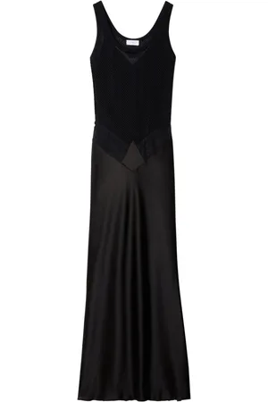 OFF-WHITE Lace-panel satin maxi dress