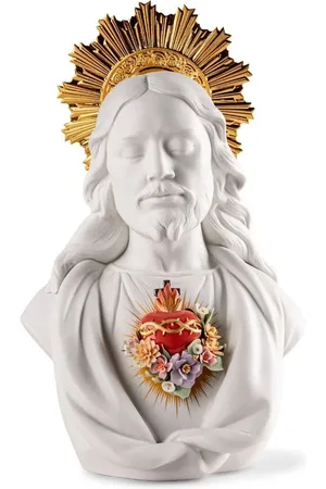 LLADRÒ Sacred Heart of Jesus porcelain sculpture (40cm x 26cm)