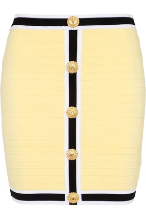 Balmain Lion Head-buttons knitted miniskirt