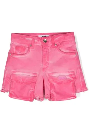 Msgm Embroidered-logo twill shorts