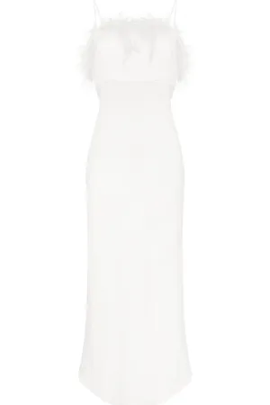 RIXO London Selene feather-trim midi dress