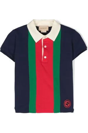 Cotton polo hotsell with gucci stripe