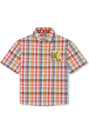Kenzo Logo-embroidered check cotton shirt