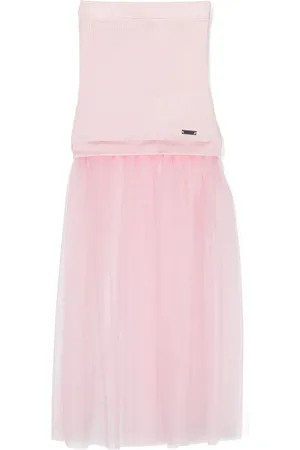 MONNALISA Tulle-panel ribbed skirt