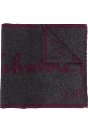 Salvatore Ferragamo Intarsia-knit logo cashmere scarf