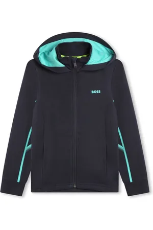 HUGO BOSS Logo-print stripe-trim hoodie