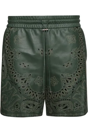 AMIRI Bandana laser-etched leather shorts