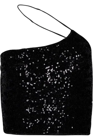 Oseree Sequin-embellished crop top
