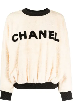 CHANEL 1993 logo-appliqué cotton brushed sweatshirt