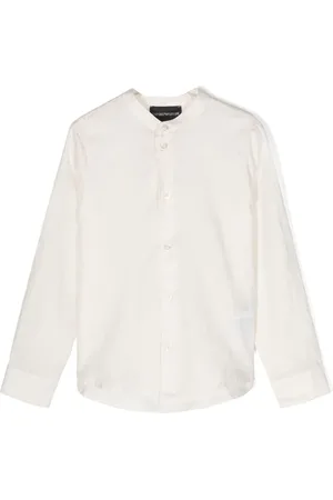 Emporio Armani Logo-jacquard band-collar shirt