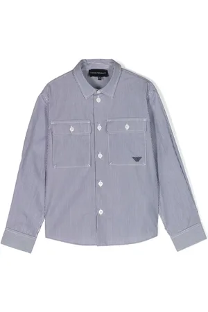 Emporio Armani Logo-patch striped cotton shirt