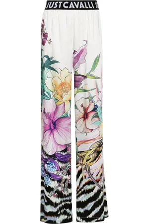 Roberto Cavalli Floral-print straight trousers