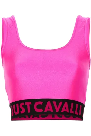 Roberto Cavalli Logo-waistband cropped top