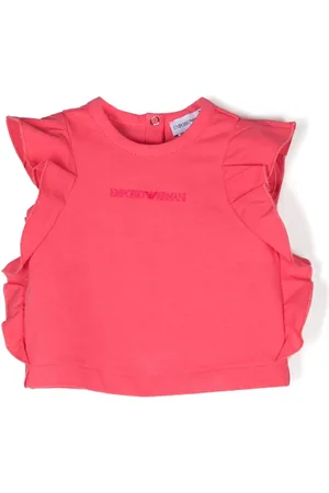 Emporio Armani Embroidered-logo ruffled T-shirt