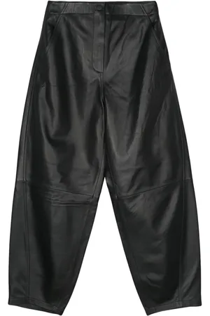 YVES SALOMON Leather tapered trousers