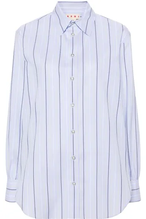 Marni Striped straight-collar cotton shirt