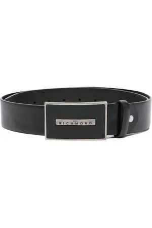 John Richmond Logo-buckle leather belt