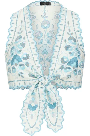 Etro Floral-embroidery cotton blend top