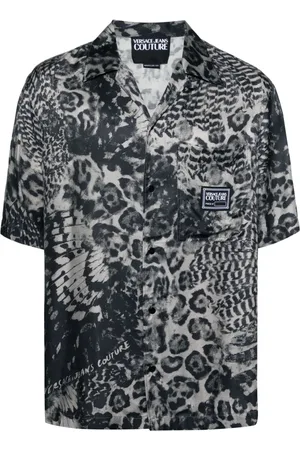 VERSACE Animal-print buttoned shirt