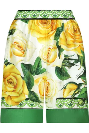 Dolce & Gabbana Rose-print silk shorts