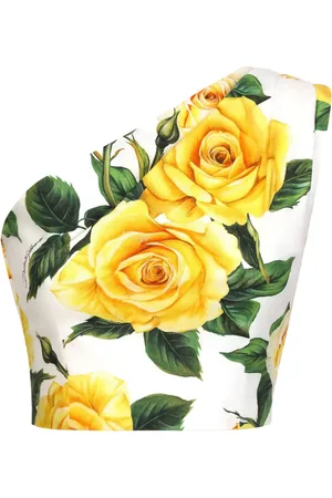 Dolce & Gabbana Rose-print one-shoulder top