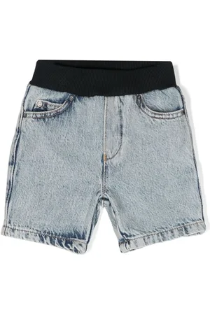 Emporio Armani Ribbed-waistband denim shorts