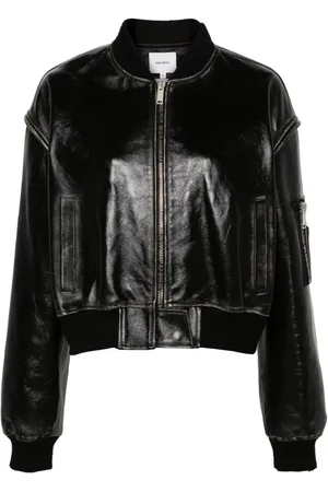 Halfboy Cropped leather bomber jacket