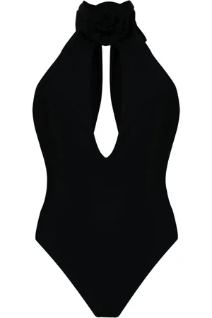 MAGDA BUTRYM Floral-appliqué halterneck swimsuit