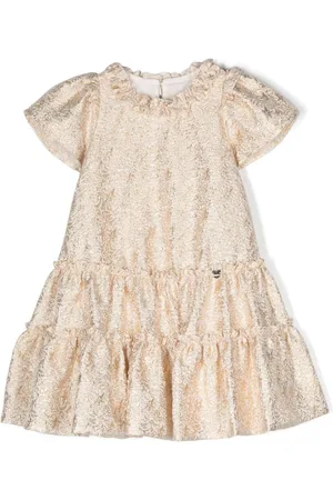 MONNALISA Metallic-thread tiered dress