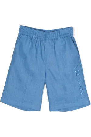 Trussardi Logo-embroidered linen shorts