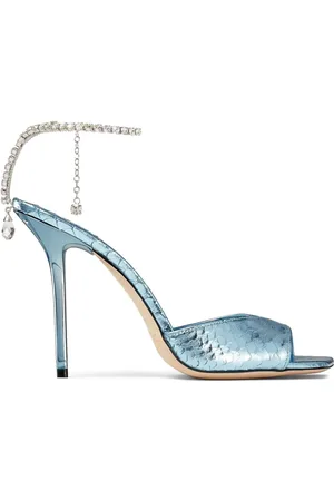 Jimmy Choo Saeda 100mm metallic leather sandals
