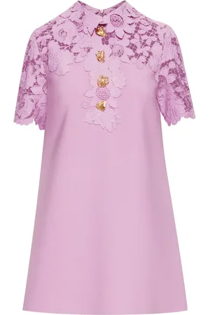 Oscar de la Renta Mixed Botanical guipure-panel minidress