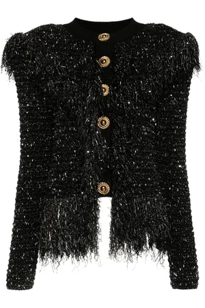 Balmain Lurex chunky-knit cardigan