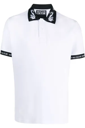 VERSACE Logo-trim cotton polo shirt