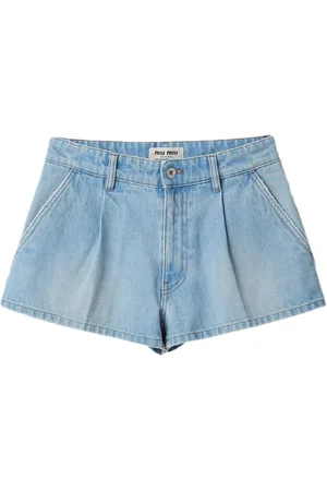 Miu Miu Layered Denim Shorts In Blue