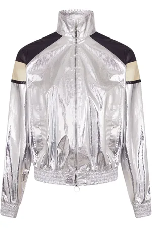Paco rabanne Metallic-finish stand-up collar jacket