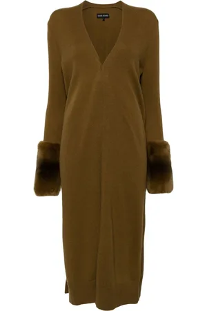 Izaak Azanei Faux-fur cuff V-neck cardigan