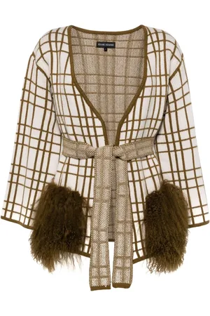 Izaak Azanei Check-pattern wool cardigan