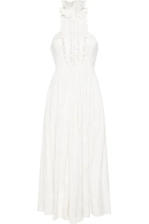 Serafini Ruffled sleeveless midi dress