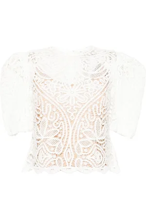 Twin-Set Balloon-sleeves crochet jumper