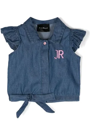 John Richmond Logo-embroidered chambray shirt