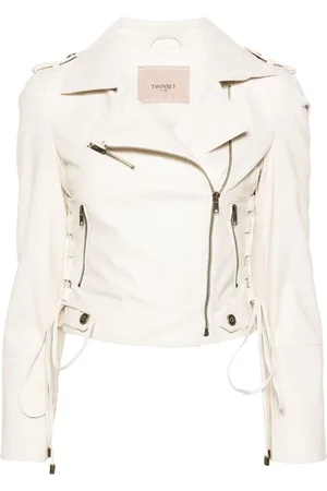 Twin-Set Logo-plaque biker jacket